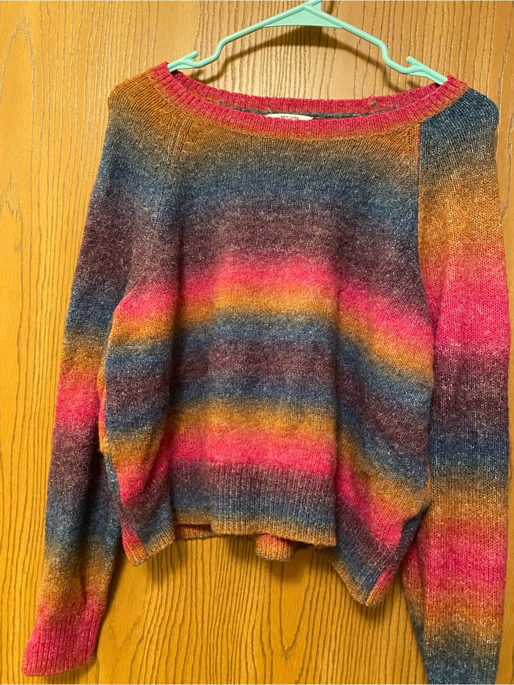 BB Dakota Rainbow Stripe Crewneck Sweater - Pink, Blue, Purple, Brown